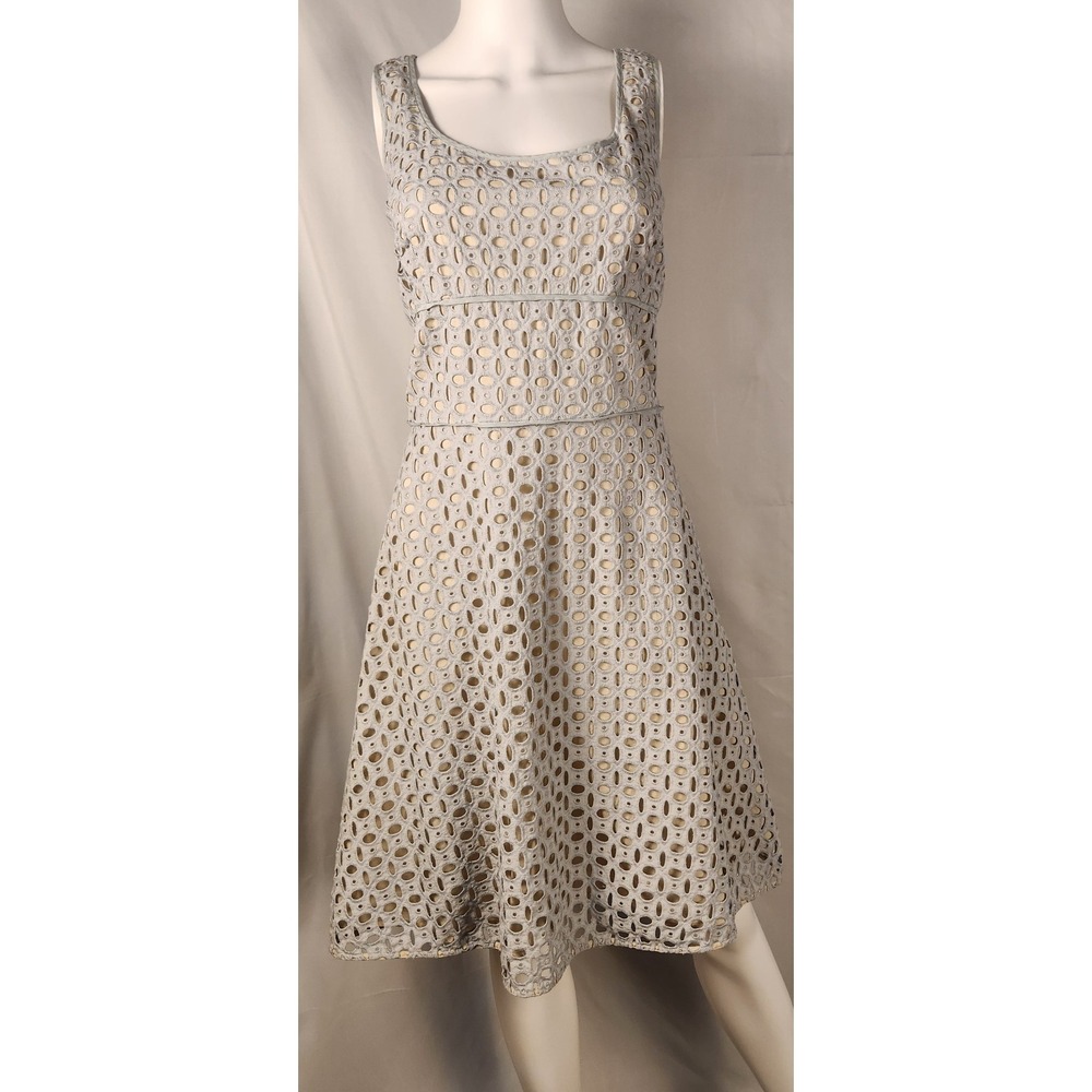 A.T. LOFT Fit Flare Dusty Blue Eyelet Classiccore/Cleangirl/Minimalist Dress 16